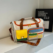 Large Colorful Polyester Travel Duffel Bag Beige One Size