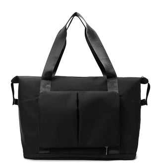 Large Oxford Cloth Travel Bag with Front Pockets Black One Size