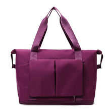 Large Oxford Cloth Travel Bag with Front Pockets Plum Purple One Size