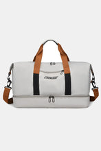 Large Oxford Cloth Travel Duffel Bag with Brown Straps