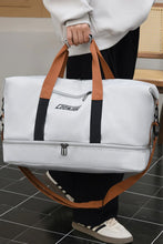 Large Oxford Cloth Travel Duffel Bag with Brown Straps Light Gray One Size