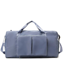 Large Oxford Cloth Travel Duffel Bag with Pink Accents Dusty Blue One Size