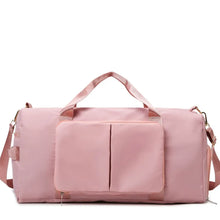 Large Oxford Cloth Travel Duffel Bag with Pink Accents Pale Blush One Size