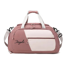Large Pink and Beige Nylon Duffel Bag with Shoulder Strap Dusty Pink One Size