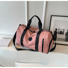 Large Pink Oxford Cloth Travel Bag with Black Straps Dusty Pink One Size