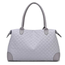 Large Quilted Oxford Cloth Tote Bag in Gray Pink or White Gray One Size