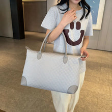 Large Quilted Oxford Cloth Tote Bag in Gray Pink or White