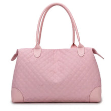 Large Quilted Oxford Cloth Tote Bag in Gray Pink or White