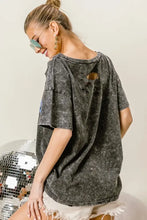Laser Cut Mineral Washed Lip Print T-Shirt for Women Woman T Shirts