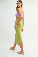 Lavender Green Ribbed Knit Color Block Cutout Midi Dress Woman Sweater Dresses