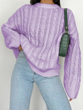 Lavender Cable Knit Sweater Long Sleeve Acrylic Pullover