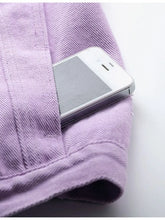 Lavender Denim Vest with Raw Hem and Pockets