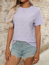 Lavender Diamond Pattern Knit Top for Women Woman T Shirts
