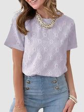 Lavender Diamond Pattern Knit Top for Women Woman T Shirts