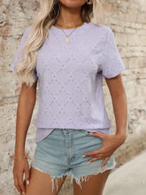 Lavender Diamond Pattern Knit Top for Women Woman T Shirts