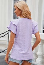 Lavender Eyelet Flutter Sleeve Top for Women