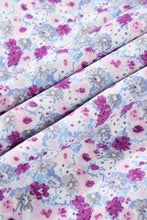 Lavender floral summer dress in purple, blue, white fabric