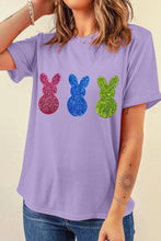 Lavender Glitter Bunny Sequin T Shirt for Women