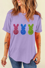Lavender Glitter Bunny Sequin T Shirt for Women