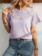 Lavender Lace Trimmed Stretch Top for Women