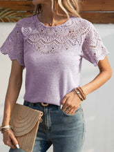 Lavender Lace Trimmed Stretch Top for Women
