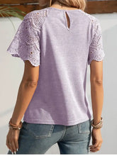 Lavender Lace Trimmed Stretch Top for Women Woman T Shirts