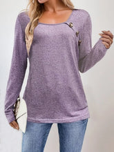 Lavender Long Sleeve Knit Top with Button Detail Lavender