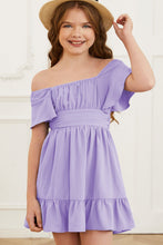 Lavender Off Shoulder Summer Dress with Short Sleeve Length for Girls Lavender