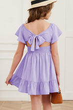 Lavender Off Shoulder Summer Dress with Short Sleeve Length for Girls