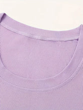 Lavender Ribbed Scoop Neck Knit Top for Women