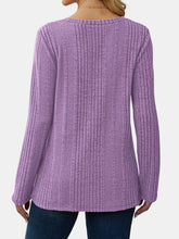 Lavender Ribbed V Neck Long Sleeve Sweater for Women