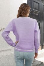 Lavender Skeleton Sweater with Long Sleeve Length for Women
