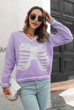 Lavender Skeleton Sweater with Long Sleeve Length for Women Lavender