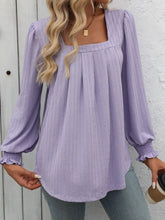 Lavender Square Neck Long Sleeve Blouse for Women Lilac