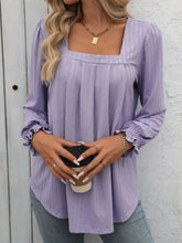 Lavender Square Neck Long Sleeve Blouse for Women