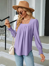 Lavender Square Neck Long Sleeve Blouse for Women Woman T Shirts