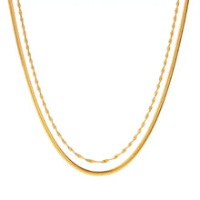 Layered 18k gold-plated stainless steel necklace set with snake and rope chains