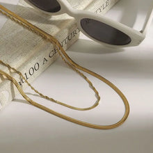 Layered 18k gold-plated stainless steel necklace with snake chain sunglasses cord