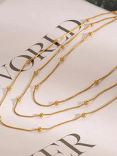 Layered beaded chain necklace in 18k gold-plated stainless steel