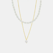 Elegant layered freshwater pearl necklace with gold chain