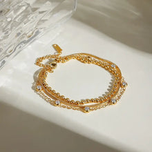 18K Gold-Plated Layered Inlaid Zircon Bracelet Gold One Size Bracelets