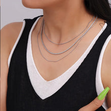 Layered Silver Necklaces Titanium Steel Fashion Jewelry Multiple Chain Lengths