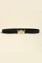 Black leather belt with gold buckle and rhinestones