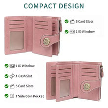 Pink Leather Bifold Wallet with gold sunflower clasp and slots