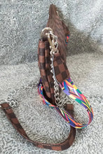 Leather studded shoulder bag in Louis Vuitton brown checkerboard