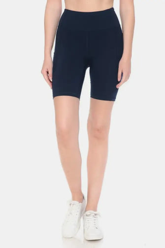 Leggings Depot Full Size High Waist Active Shorts Navy Woman Activewear