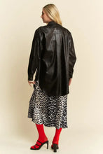 Leopard animal print long midi skirt with black leather jacket