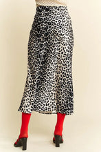 Leopard animal print long midi skirt with red socks and black shoes