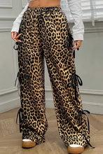Leopard Bow Tie Elastic Waist Pants Leopard Woman Pants