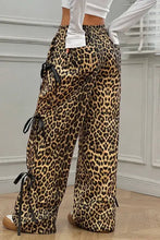 Leopard Bow Tie Elastic Waist Pants Woman Pants